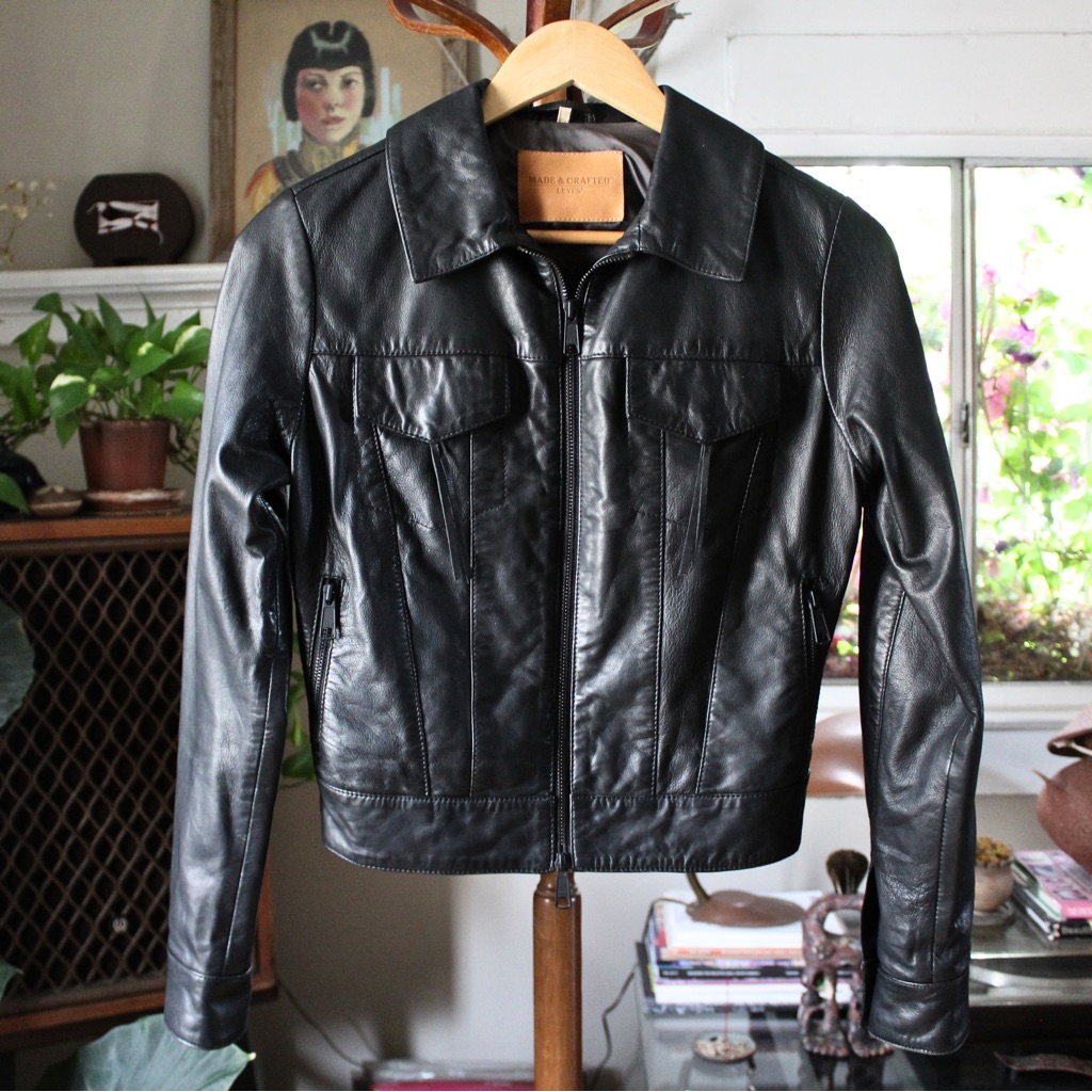 Levi’s Made & Crafted Black Leather Trucker Jacket Xs